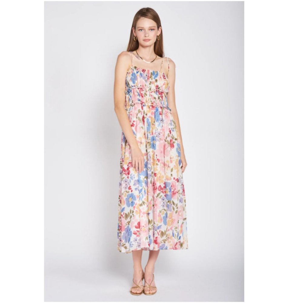 En Saison Floral Midi Dress - Multicolor